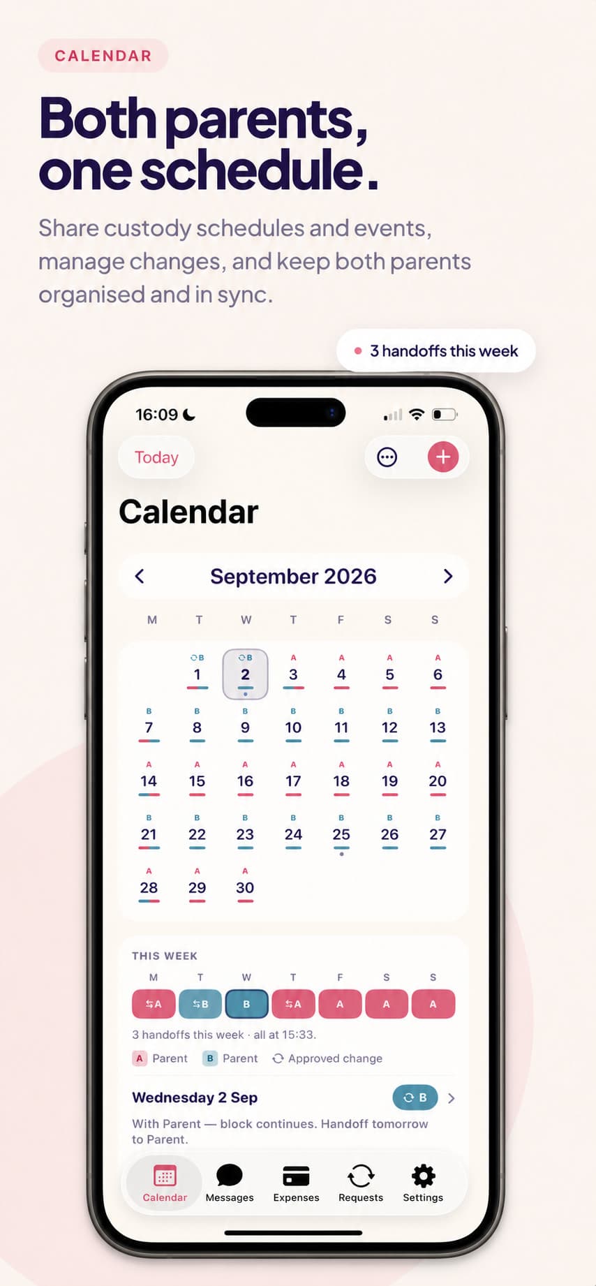 Both parents see the same calendar